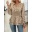[Retro Floral Print Shirt] 100% Polyester Women's Elegant Retro Floral Print Shirt | Waist-Cinching, Criss Cross Neck, Woven Shirting for Outdoor & Autumn Season