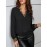 Elegant Women's Leopard Print V-Neck Blouse - Semi-Sheer, Color Block Design, Machine Washable