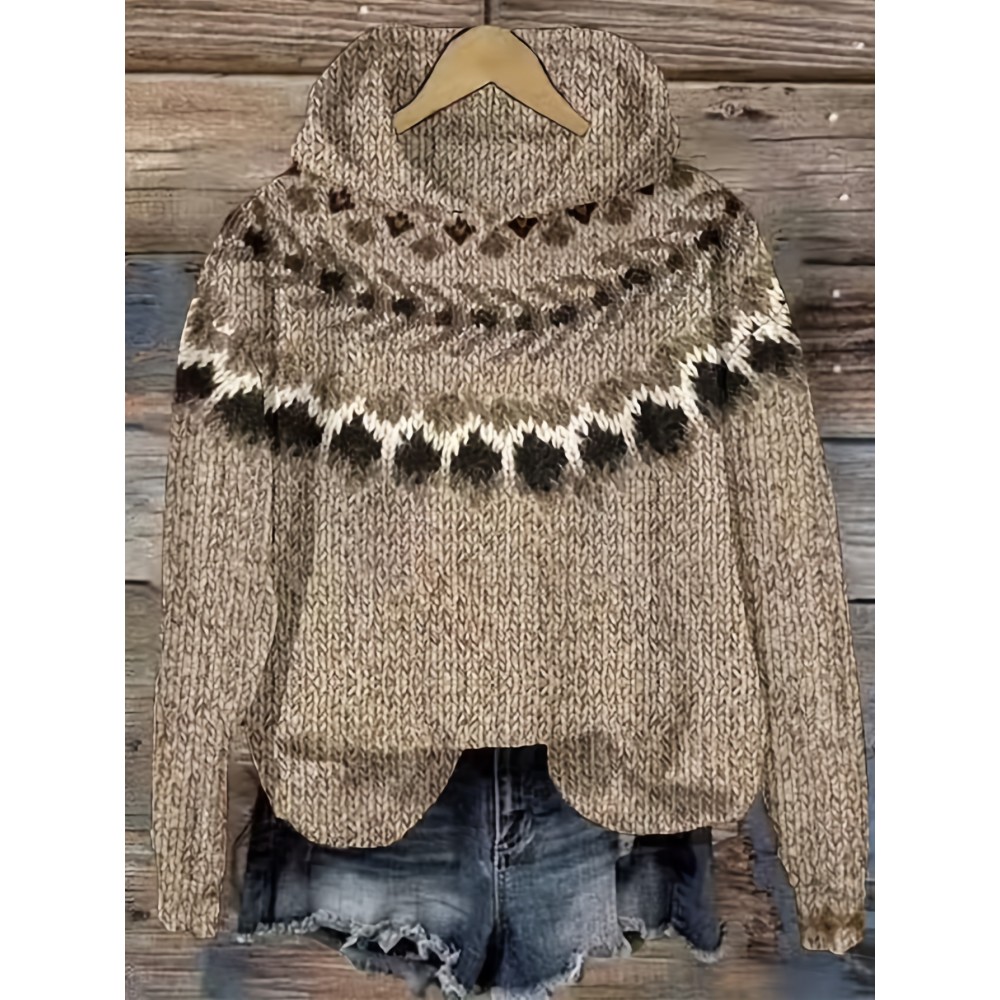 Winter Women's Elegant Hooded Sweatshirt Style Soft Jacquard Rugged Beautiful Fashion Comfortable Casual Vintage Pullover Top Gift