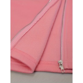 Women's Large Size Sports Zipper Hoodie Casual Long Sleeve with Pockets Ultra Jacket