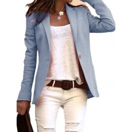 Plus Size - HERTALK Women'S Slim-Fit Long-Sleeve Blazer Suit - Vibrant Red Structured H-Line Jacket, Single-Breasted Button Front Closure, All-Season Tailored Office & Formal Attire, Non-Stretch Fabric for Professional & Casual Outfits (Solid Color